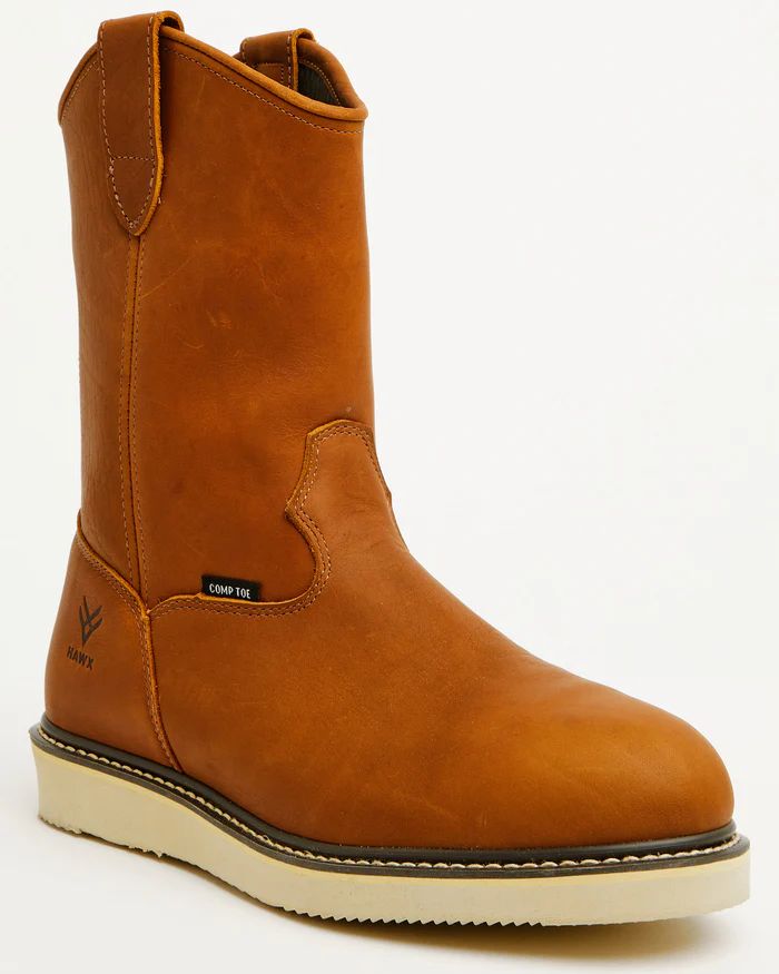 Hawx | Men's Pull-On Barnyard Leather Work Boots - Composite Toe | Tan