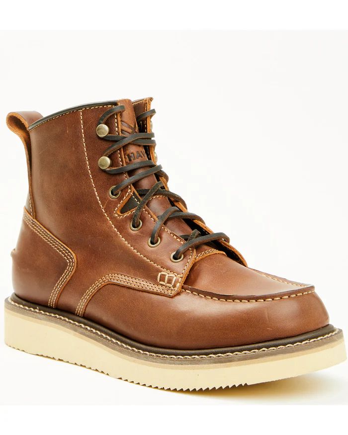 Hawx | Men's 6" Lace-Up Moc Work Boots - Soft Toe | Brown