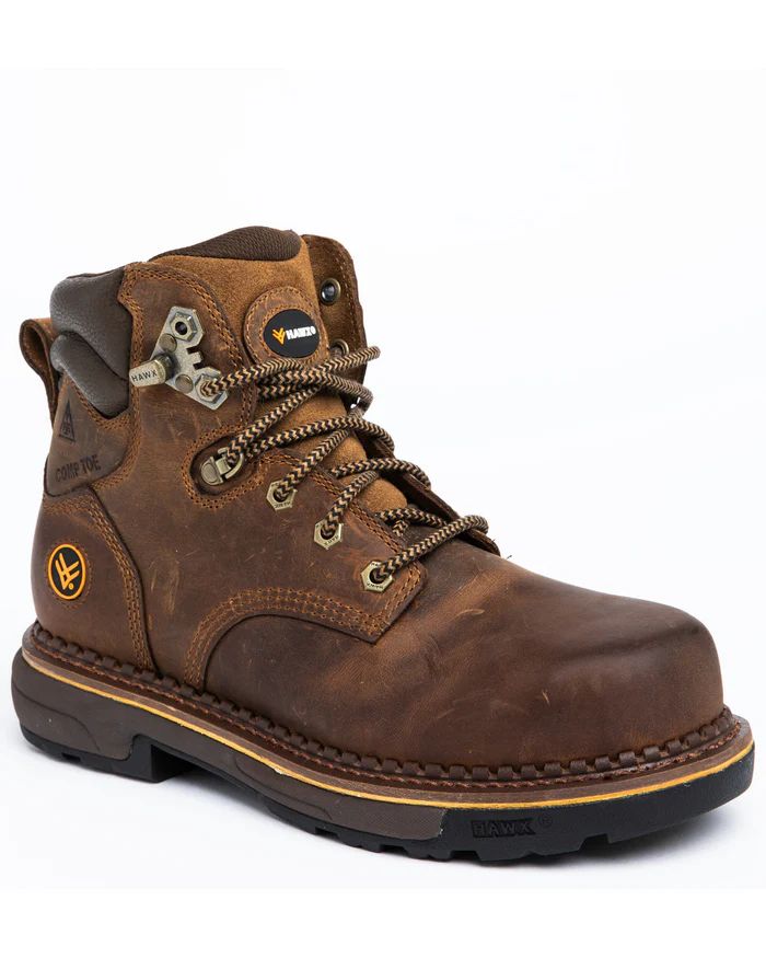 Hawx | Men's Crew Chief Work Boots - Composite Toe | Dark Brown
